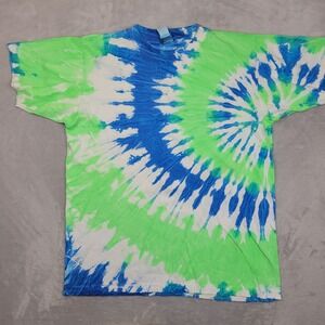 Trends Threads Shirt Mens One Size Blue Green White Tie Dye Surfwear 100‎ Cotton